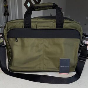 Tommy Hilfiger Men's Olive and Black Briefcase